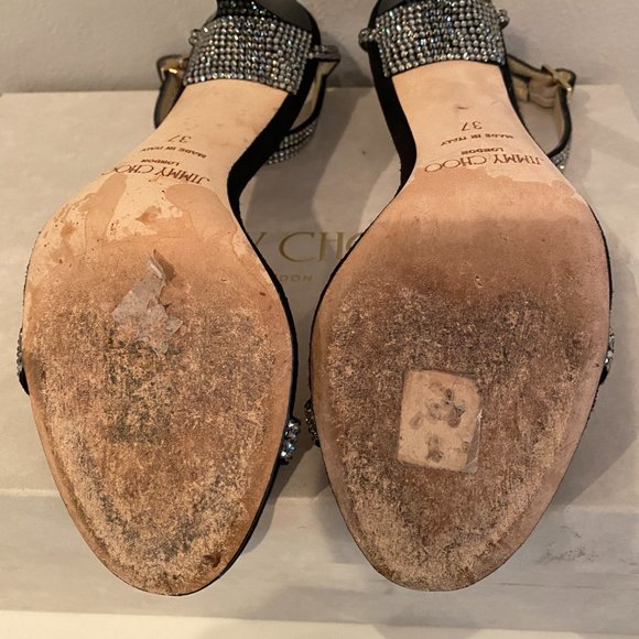 Jimmy Choo Daisy 100 Rhinestone Embellished Sandals  Size 37/7US  w/box - Picture 9 of 12